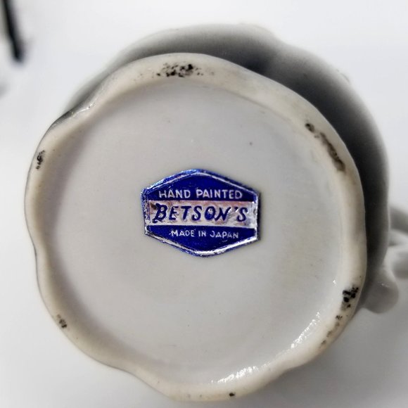 Dragon Ware Japanese Moriage Betsons Cream Sugar Bowl Set 2 With Lid Grey Blue - Picture 9 of 14